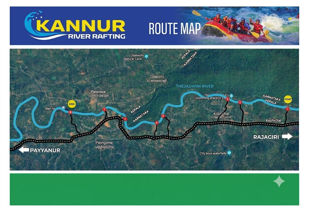 Kannur river rafting route map